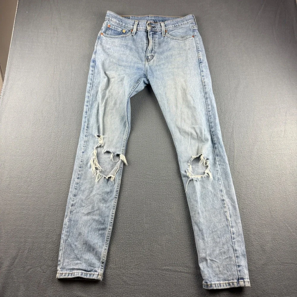 Levis 512 Jeans Men's 29x32 (Fits 30x32) Blue Slim Taper Light Wash Distressed